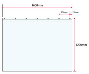 飛沫防止ビニールカーテンの寸法図